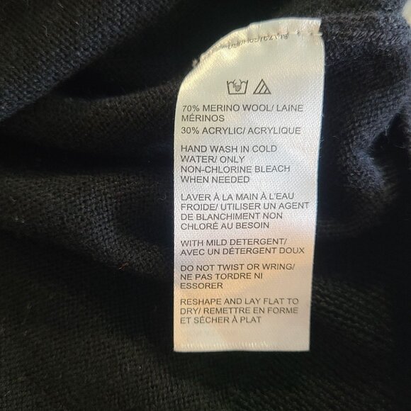 Saks Fifth Avenue Black Sweater Merino Wool Blend Pullover 1/4 Zip L NEW Staple - Picture 8 of 8